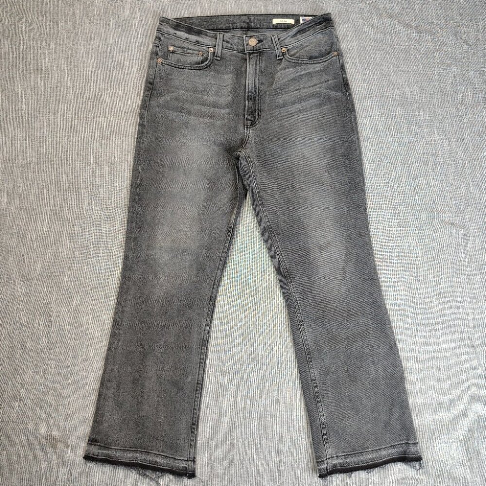 Noend Jeans Womens Size 31 Dark Wash‎ High Rise Kick Flare Stretch Faded